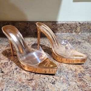 NWT PLT rose gold heels